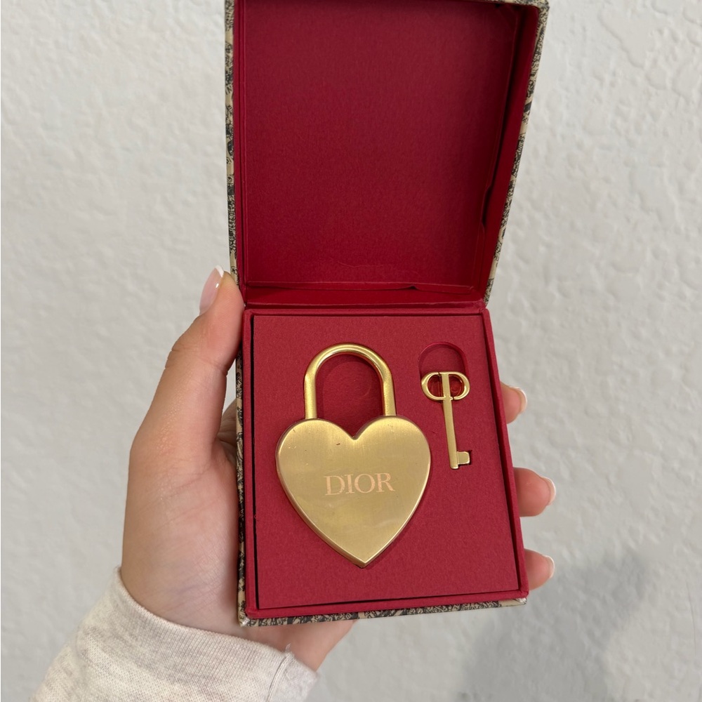 Dior Gold Heart Padlock with Key